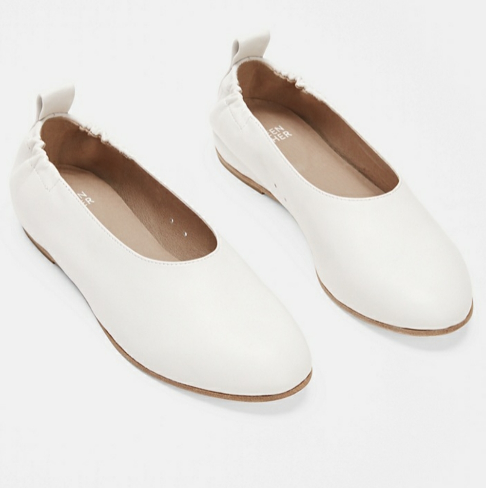 Eileen Fisher Naomi white leather flats